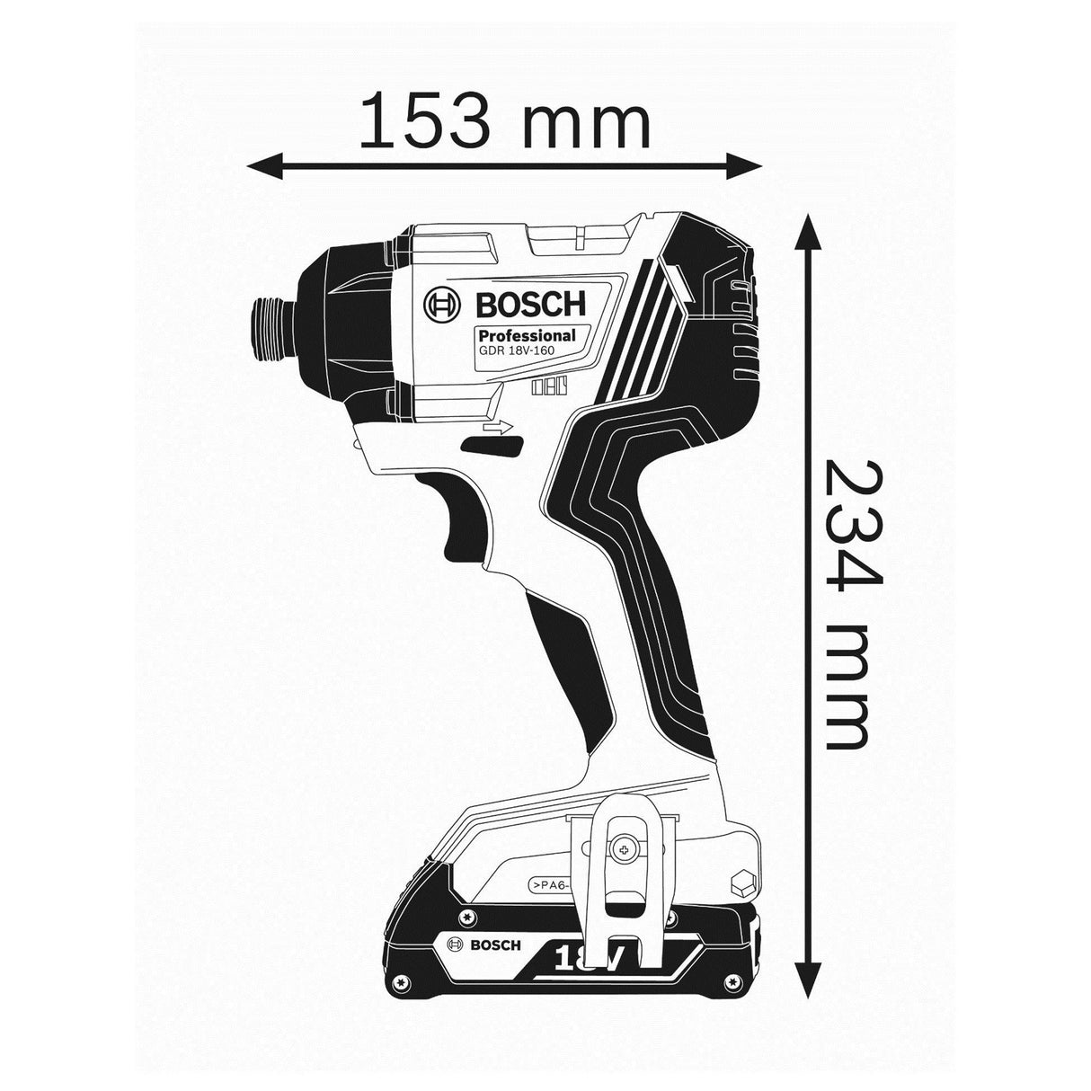 Bosch Professional 18V System GDR 18V-160 - Atornillador de impacto a batería (160 Nm, sin batería, en L-BOXX)