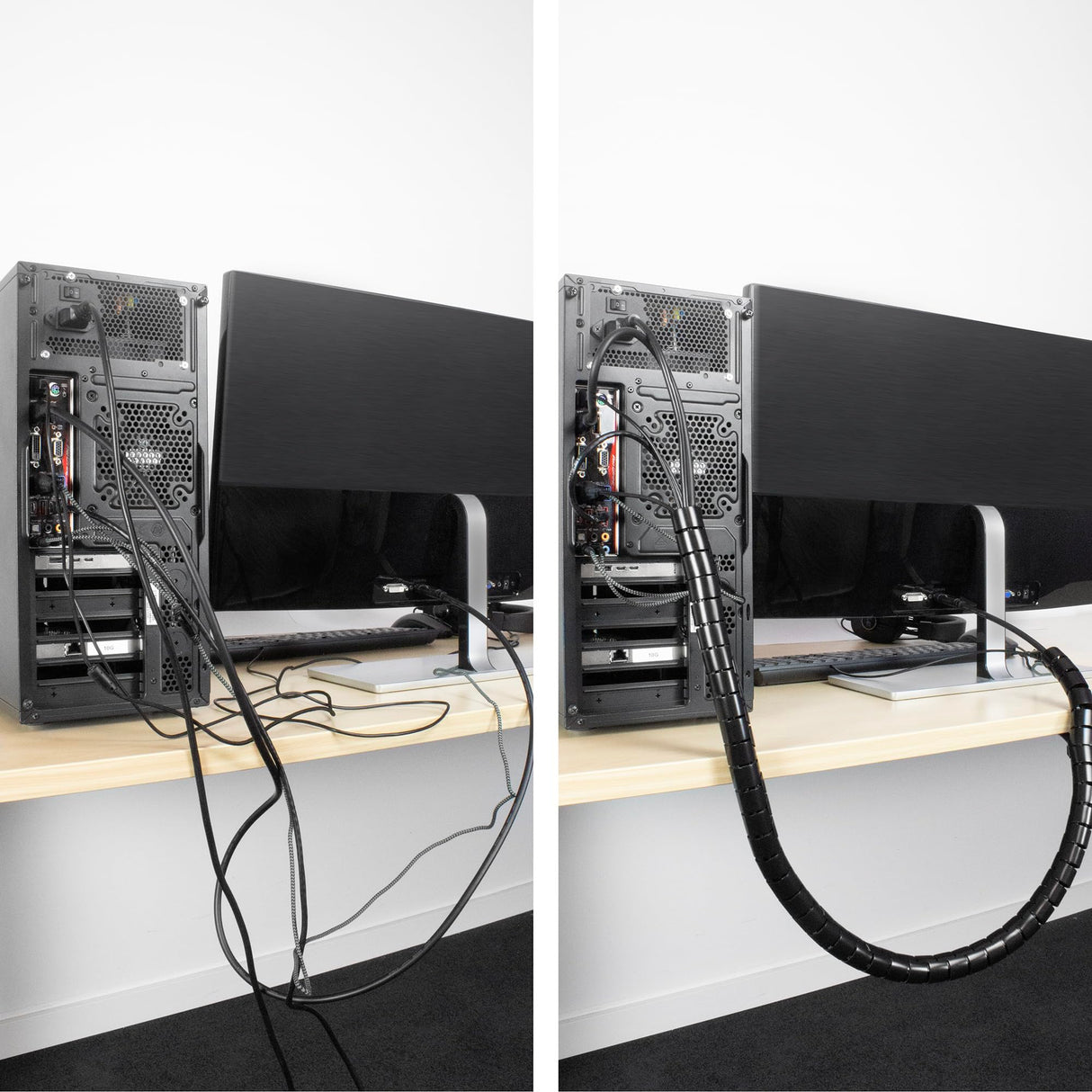 ACT CT4052 - Manguera de Cable de 20 mm, Longitud de 30 Metros, gestión de Cables para Oficina, Organizador de Cables Flexible para Ordenador y Lugar de Trabajo