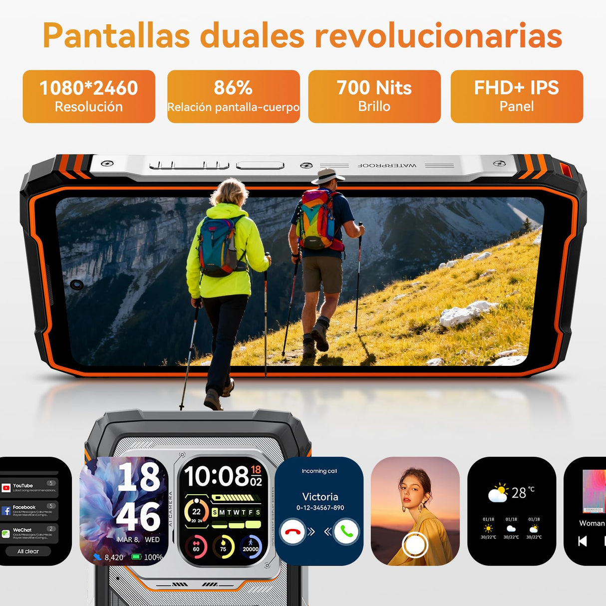 Blackview Xplore 1 Pro 5G Imágenes Térmicas Movil Resistente, Batería 20000mAh, 36GB+256GB/2TB TF, Android 15 Movil Irrompible, Dimensity 7050, 6.78" 120Hz 2.4K, 64MP+50MP, IP68/IP69K/OTG/NFC/GPS