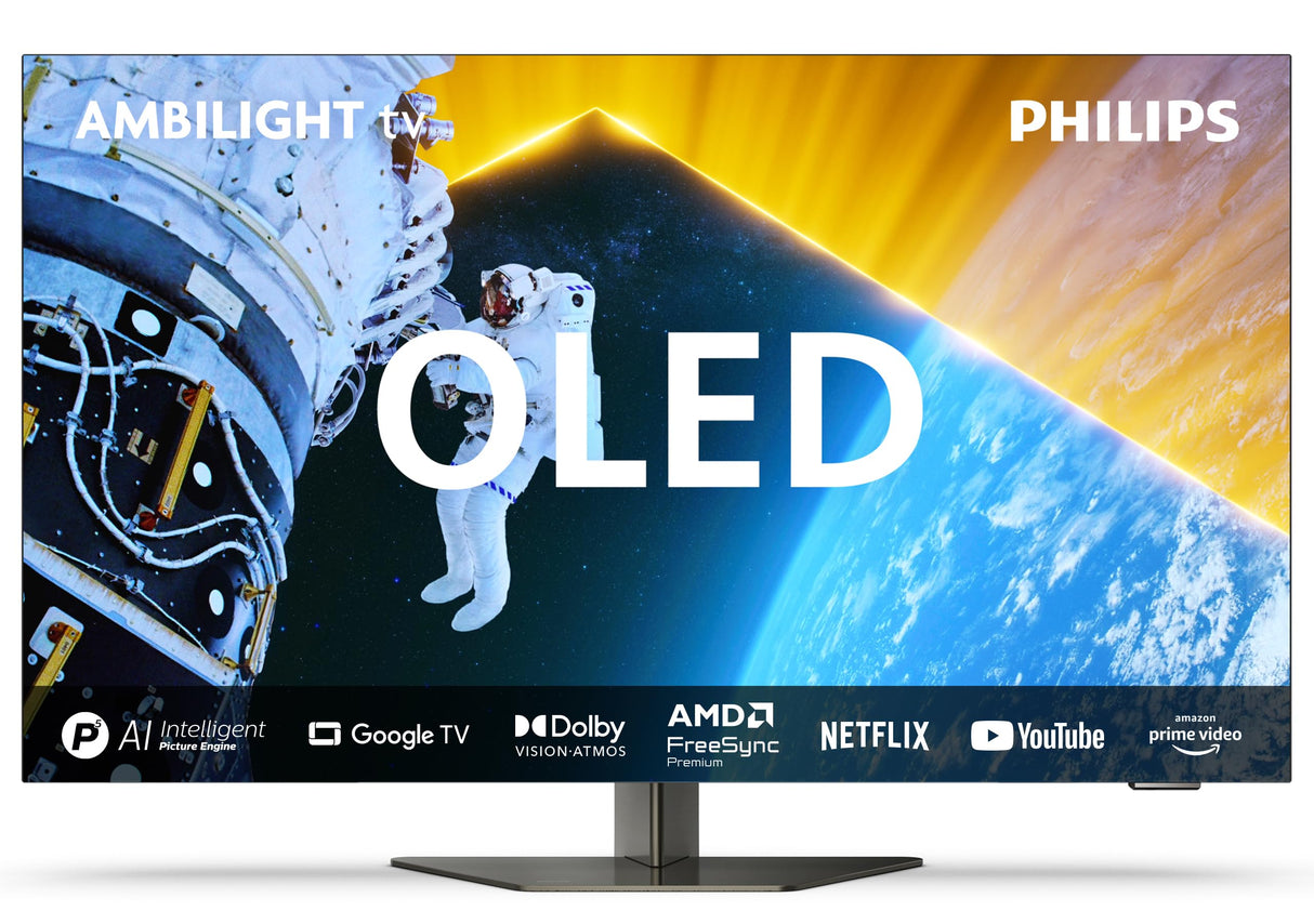 Philips Ambilight 55OLED819: Smart TV 4K OLED - Pantalla de 55 Pulgadas con P5 AI Picture, Google TV, Dolby Vision y Dolby Atmos Sound, Funciona con Alexa y Asistente de Google - Metal