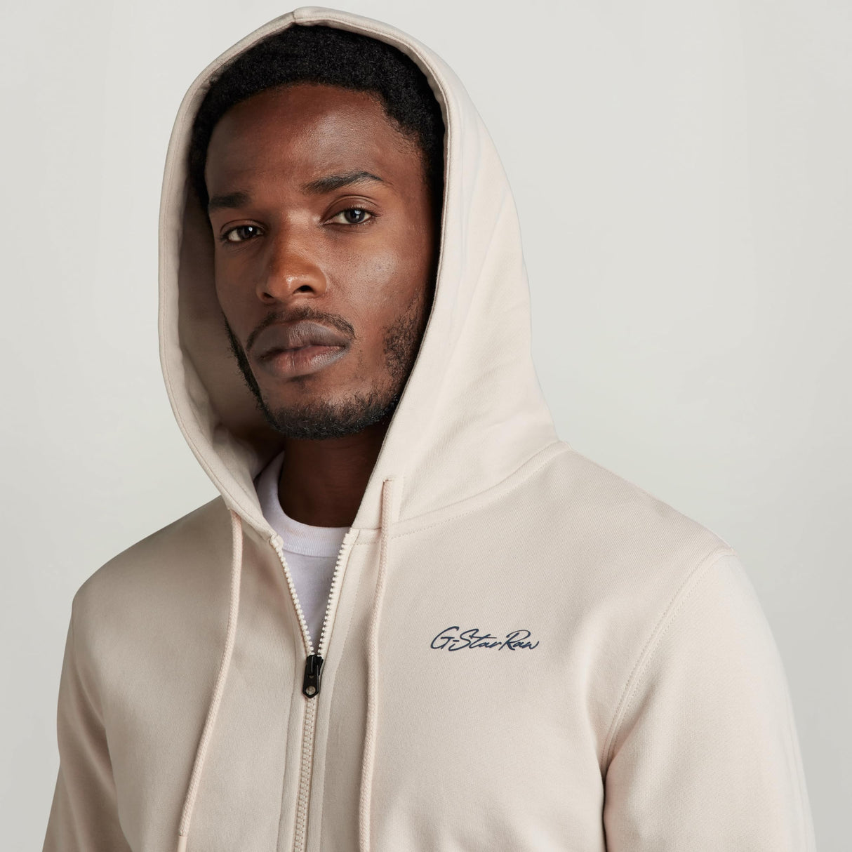 G-Star para Hombre Sudadera Back Graphic Zip Through Hooded, Beige (Whitebait D24769-D562-1603), XXL