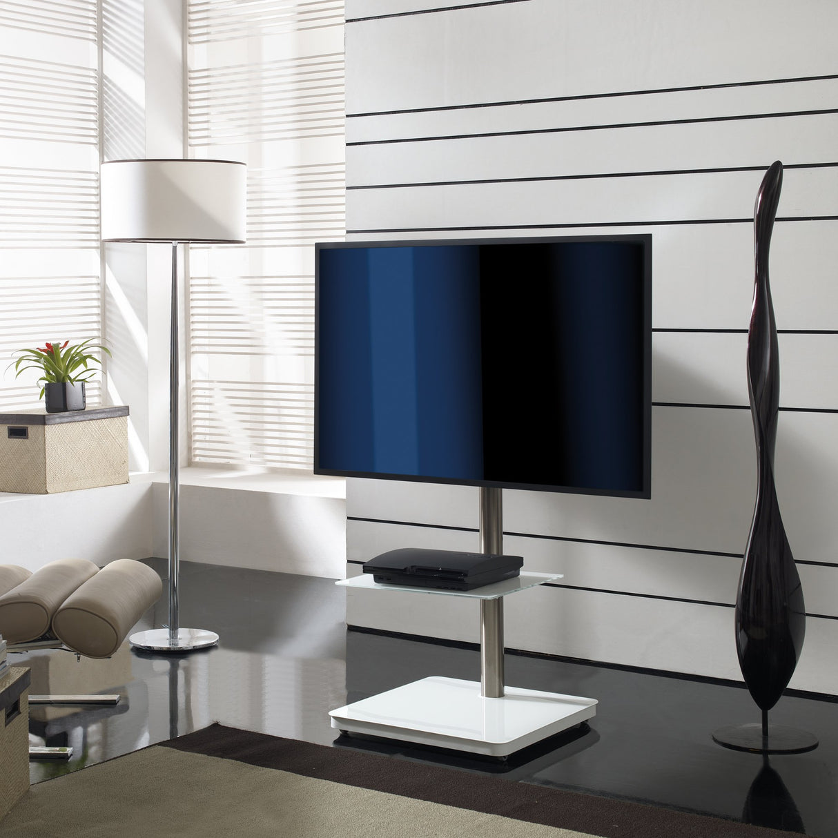 Puremounts PM-204 65" Portable flat panel floor stand Blanco - Soporte de pie para pantalla plana (Blanco, Portable flat panel floor stand, 165,1 cm (65"), 30 kg, 200 x 200 mm, 600 x 400 mm)