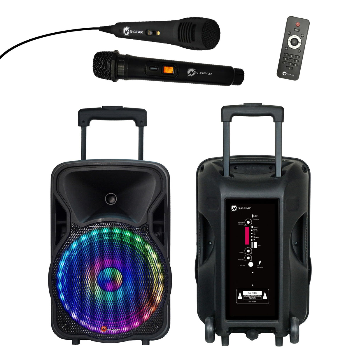 N-GEAR- Altavoz Sono Karaoke MP3 móvil Trolley, Color Negro (Flash 1205)