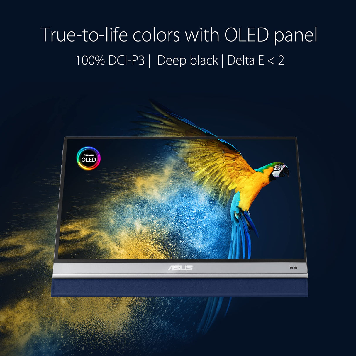 ASUS ZenScreen OLED MQ13AH - Monitor portátil de 13,3 Pulgadas (FHD (1920 x 1080), 100% DCI-P3, 1 ms, Delta E < 2, HDR-10, USB-C, Mini HDMI, Smart Case, antiparpadeo, Baja luz Azul, Negro