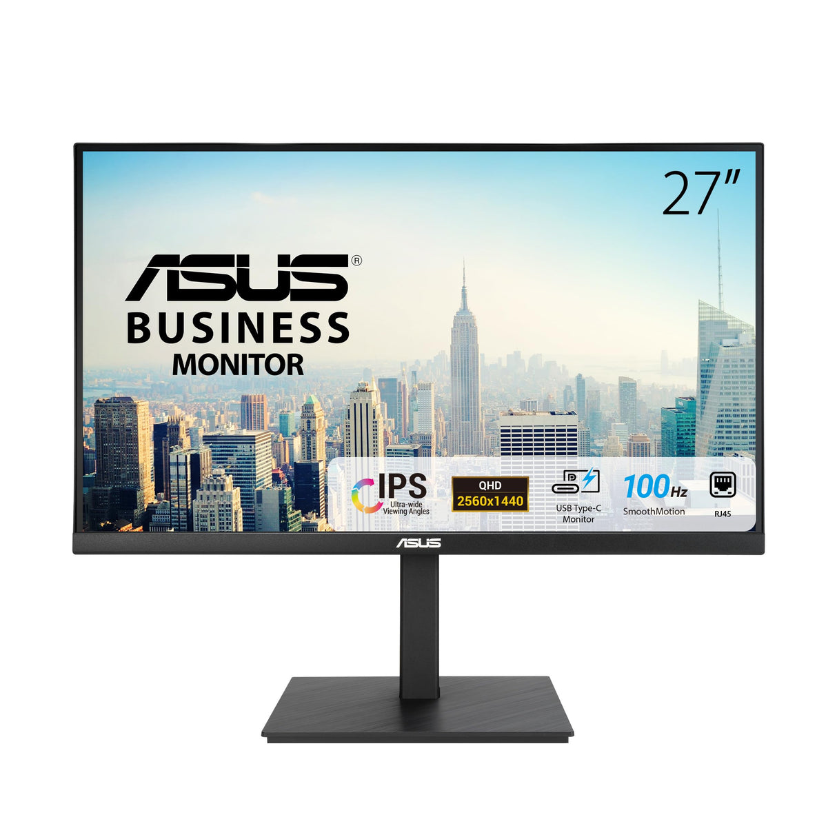ASUS VA27ACFSN Monitor Docking 27" (IPS, USB-C, RJ45, 100Hz, Adaptive-Sync, altavoces estéreo, baja luz azul, sin parpadeos, diseño ergonómico, montaje en pared, sostenibilidad ecológica)
