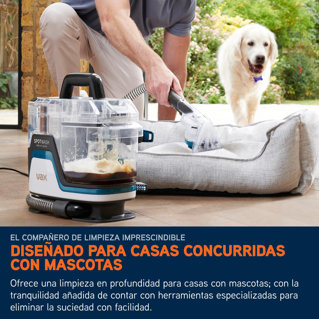 Vax Limpiador quitamanchas SpotWash Home Duo Pet-Design, quitamanchas para alfombras, tapicerías con tecnología SpinScrub, limpieza de alto rendimiento para suciedad de mascotas, secado rápido