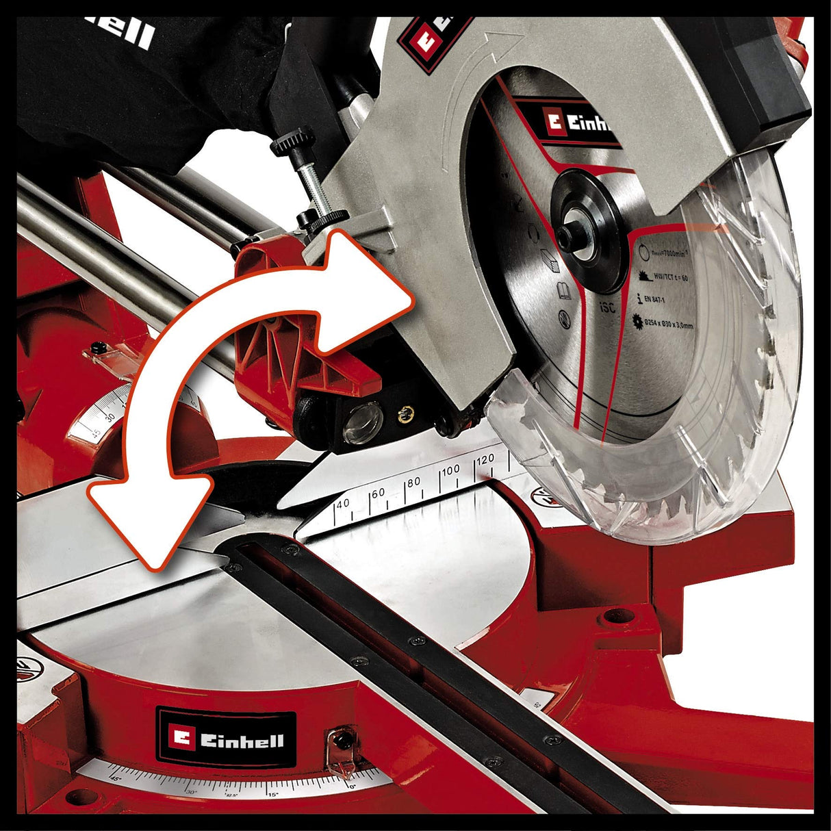 Einhell Ingletadora telescópica dual TE-SM 2534 Dual (1800 W, hoja de sierra Ø 250 mm, ancho de corte 310 mm, arranque suave, cabezal de sierra basculante, láser, luz LED)