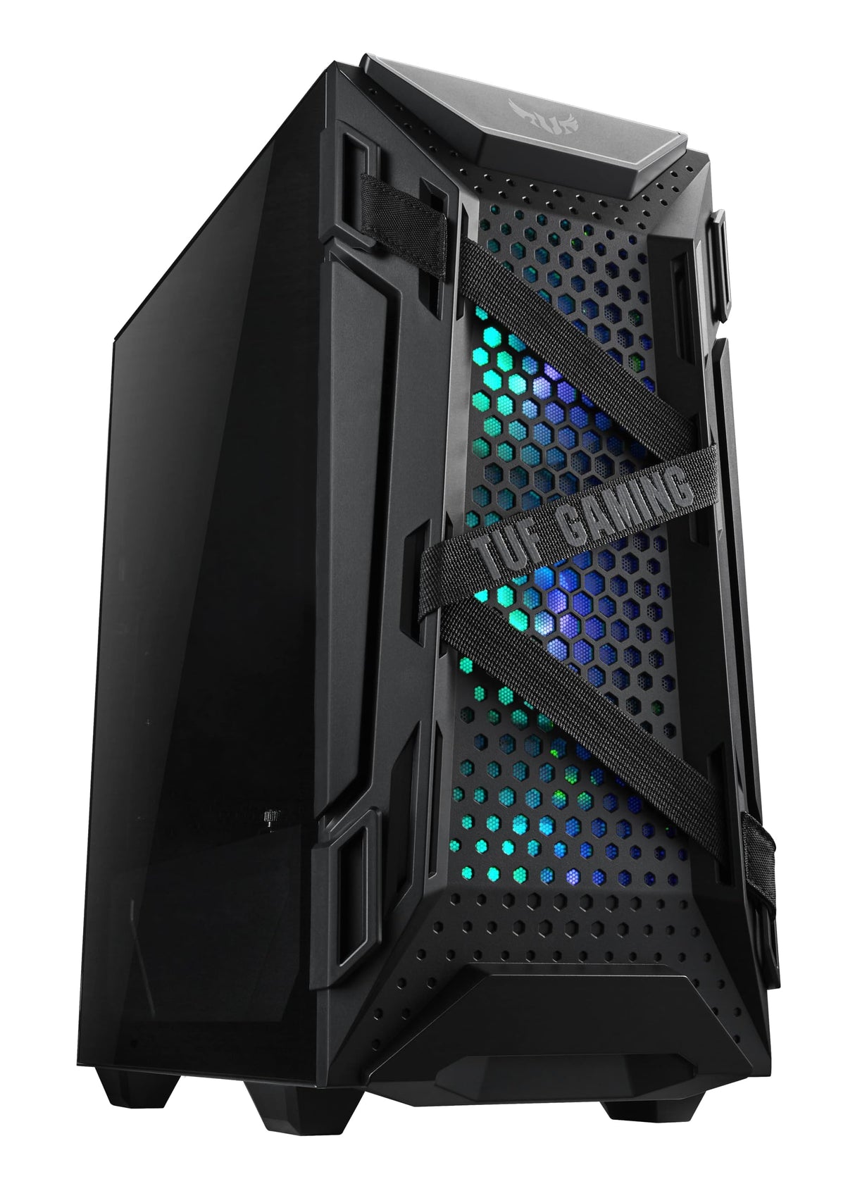 ASUS TUF Gaming GT301 - Chasis para Ordenador ATX de Media Torre, Lateral de Cristal Templado, Frontal con diseño de Panal, Ventilador RGB Aura de 120 mm, Compatible con radiadores de 360 mm