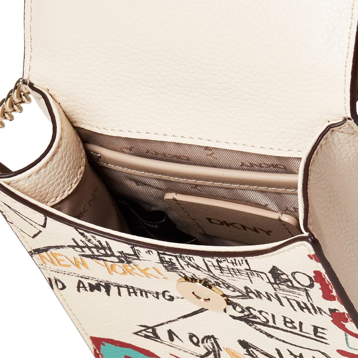 DKNY Elissa Phone Crossbody, Bolso Bandolera para Mujer, Graffiti Blanco, Talla única
