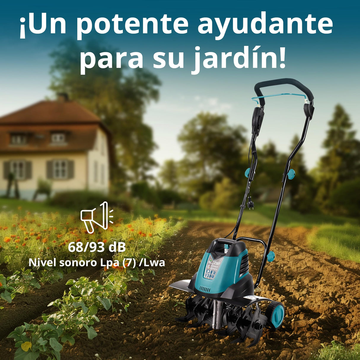 Könner & Söhn KS 1500 T E - Azada eléctrica de acero de 23 cm, ancho de trabajo de 40 cm, profundidad de trabajo de 23 cm, 1500 W, 230 V, fresadora de jardín para parcelas de patio, flores y parterres