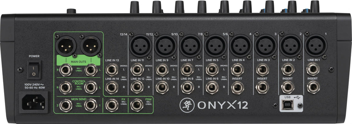 MACKIE Onyx12 Mezclador Analógico Premium de 12 Canales con USB Multitrack