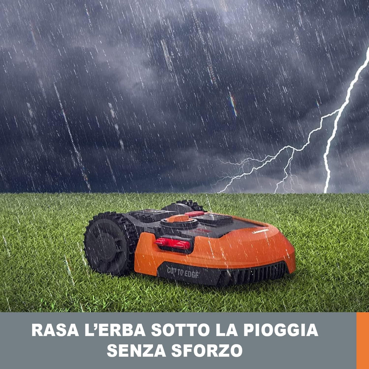 WORX WR169E Robot cortacésped con Cable delimitador de hasta 300 m², Navegación AIA, Control de Aplicaciones, Wi-Fi, Naranja-Negro