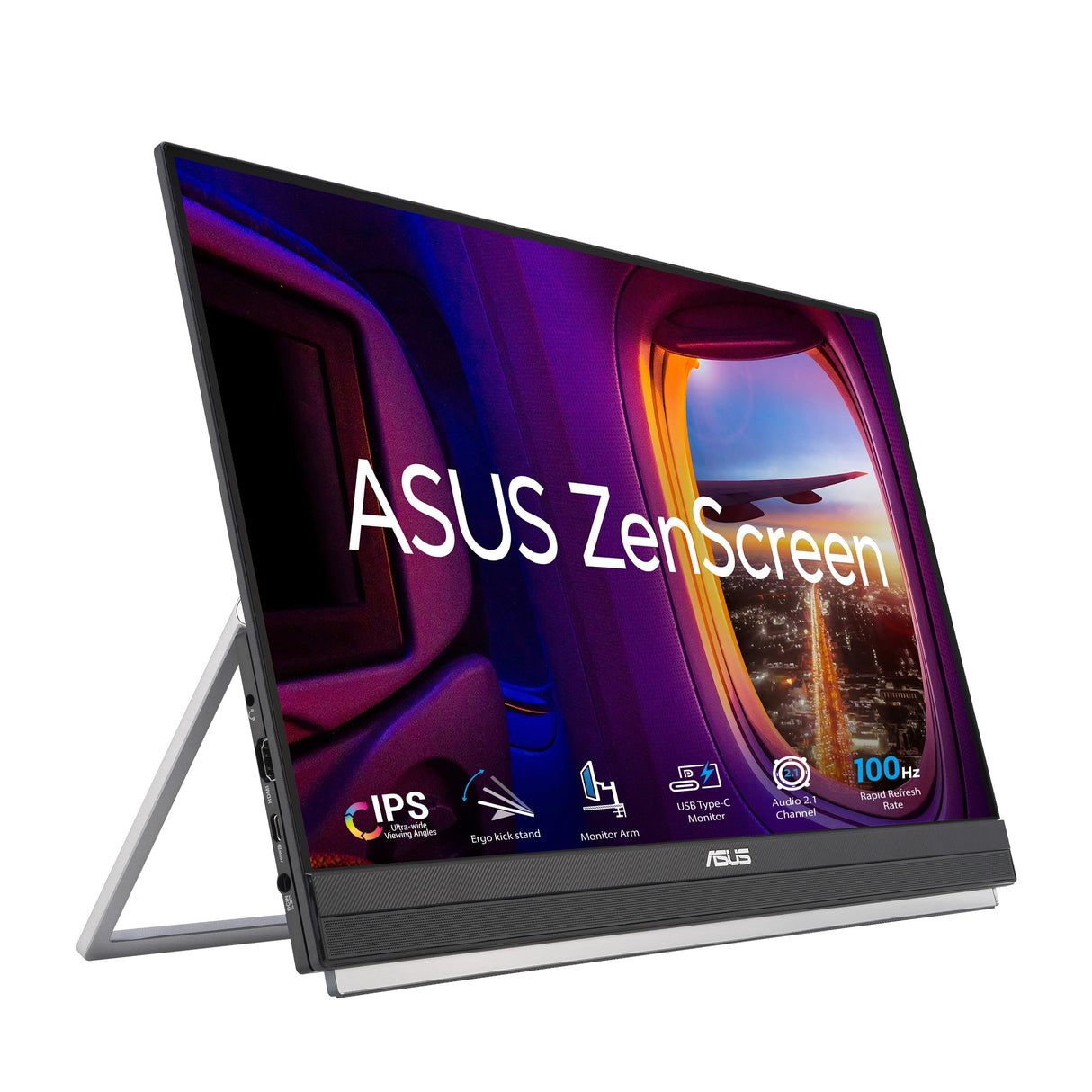 ASUS ZenScreen MB229CF - Monitor portátil de 22 Pulgadas, FHD (1920 x 1080), IPS, 100 Hz, USB-C, asa de Transporte/diseño con Soporte, Abrazadera en C, Audio de 2.1 Canales, Sostenibilidad ecológica