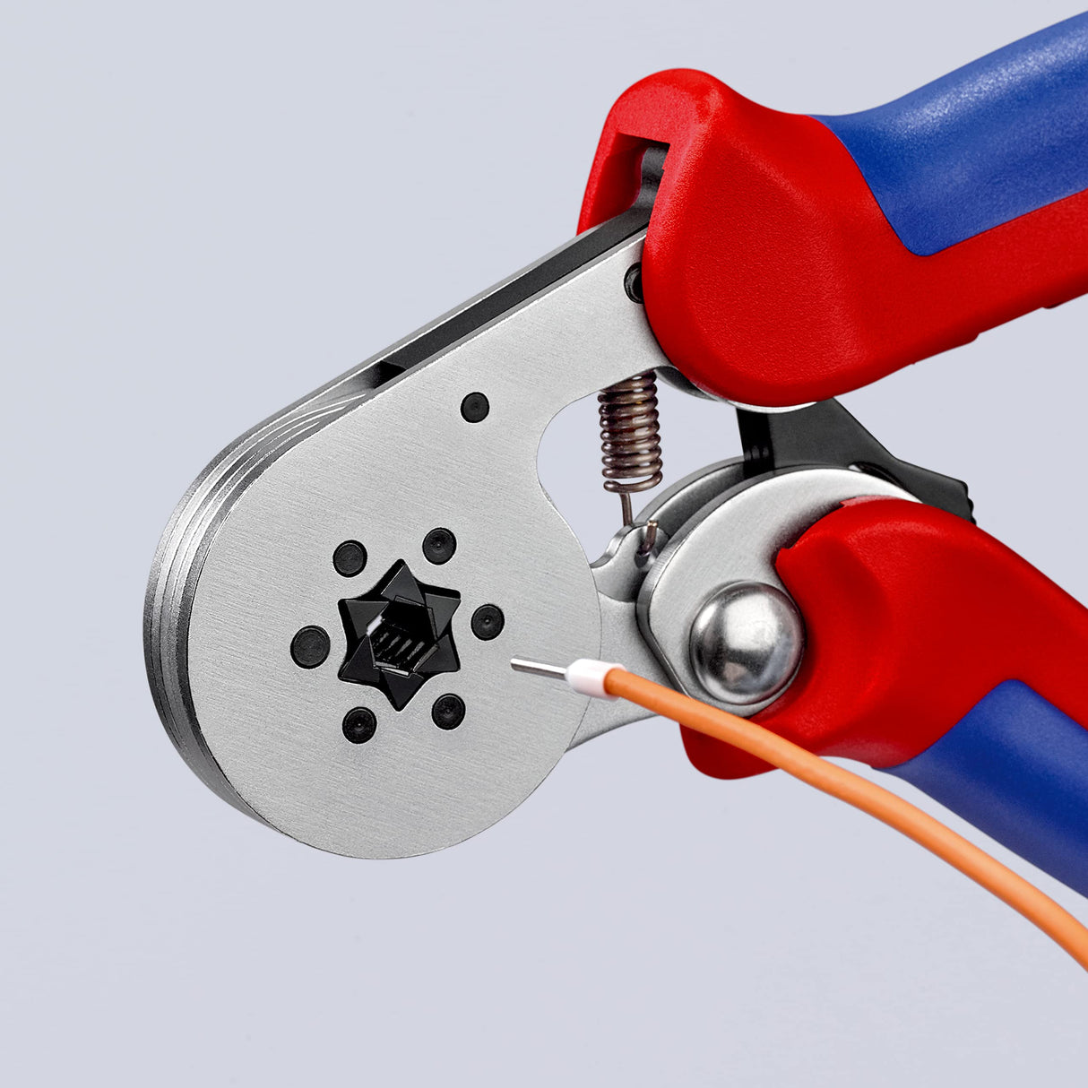 Knipex Alicate autoajustable para crimpar punteras huecas de acceso lateral cromado, con fundas multicomponentes 180 mm (cartulina autoservicio/blíster) 97 55 14 SB