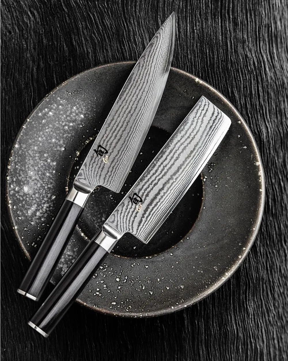 KAI Shun Classic Juego de cuchillos de chef japonés 2 piezas - Cuchillo multiusos con hoja de 15 cm + Cuchillo de oficina con hoja de 9 cm - Cuchillo de Damasco de 32 capas con núcleo VG MAX - 61 HRC