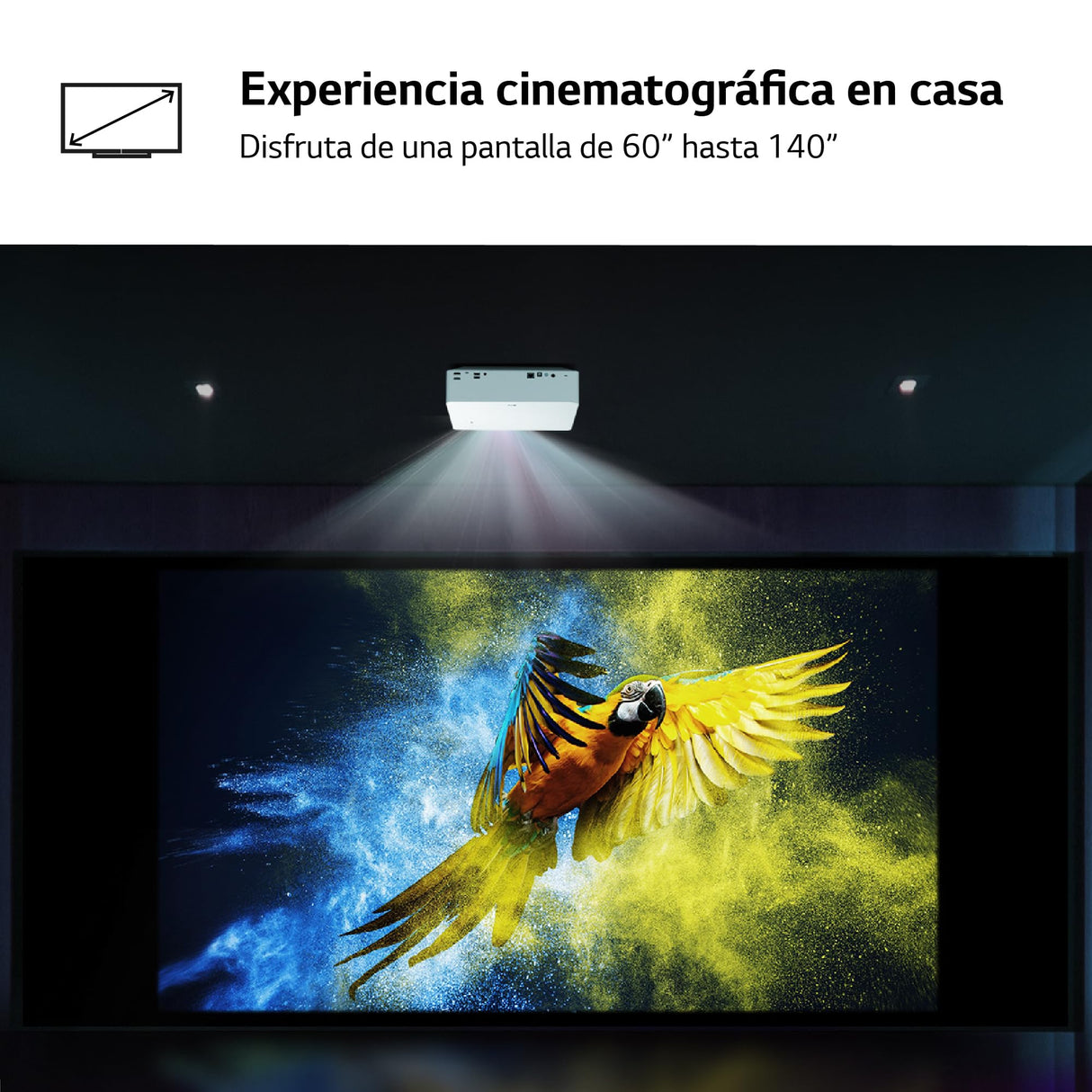 LG CineBeam HU70LS - Proyector TV 4K con SmartTV webOS 4.5, hasta 140", Fuente LED 4 Canales, 1.500 lúmenes, Resolución 3840x2160, Conectividad Inalámbrica, Color Blanco