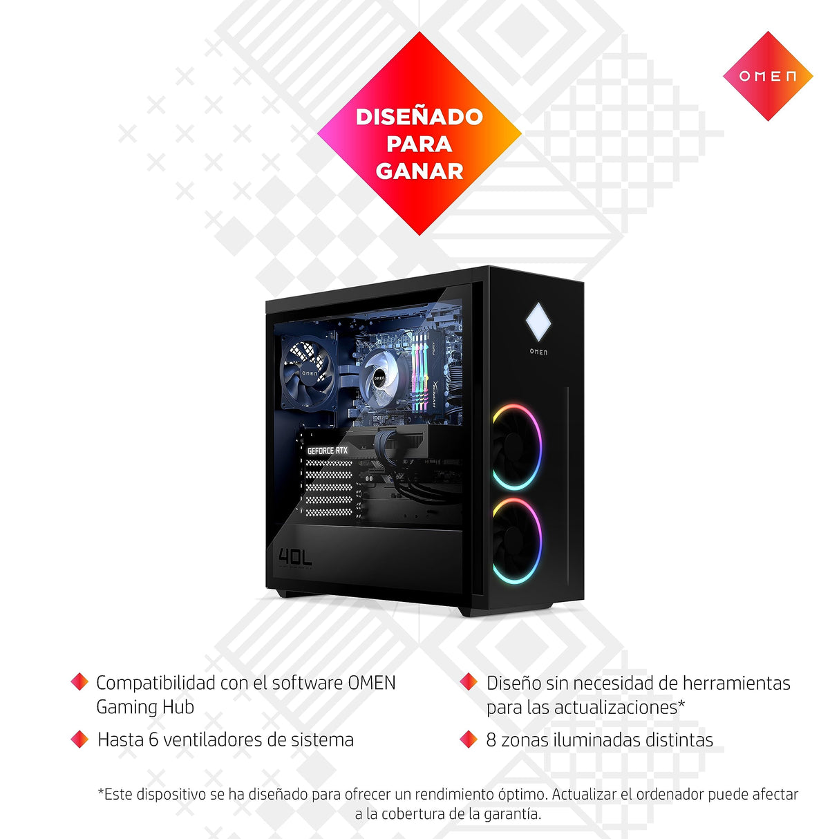 HP PC de Sobremesa OMEN 40L Desktop GT21-0050ns PC I7-12700K 32 GB RAM 2 TB HDD + 1 TB SSD