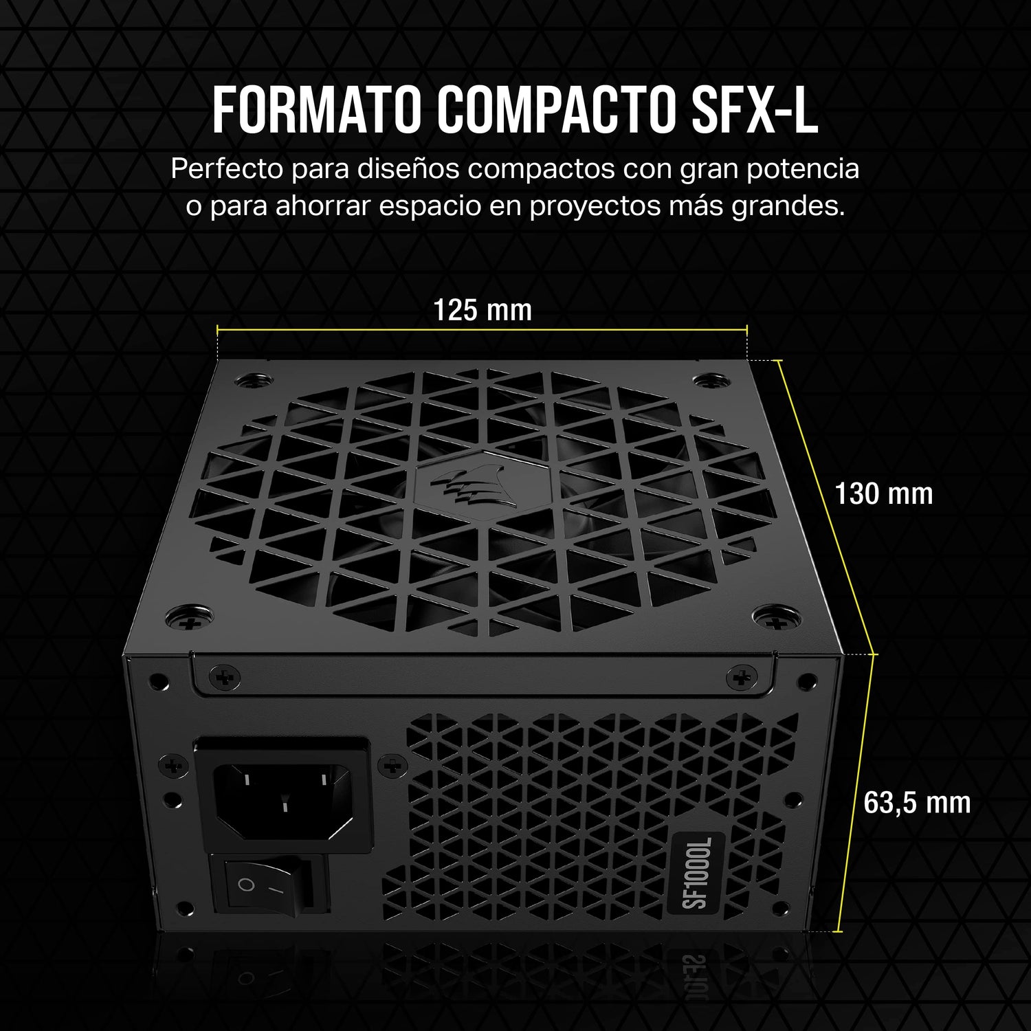 Corsair SF1000L Fuente de Alimentación SFX Totalmente Modular de Bajo Ruido - Compatible Con ATX 3.1 y PCIe 5.1 - Ventilador Silencioso PWM de 120 mm - Eficiencia 80 PLUS Gold - Modo RPM Cero - Negro