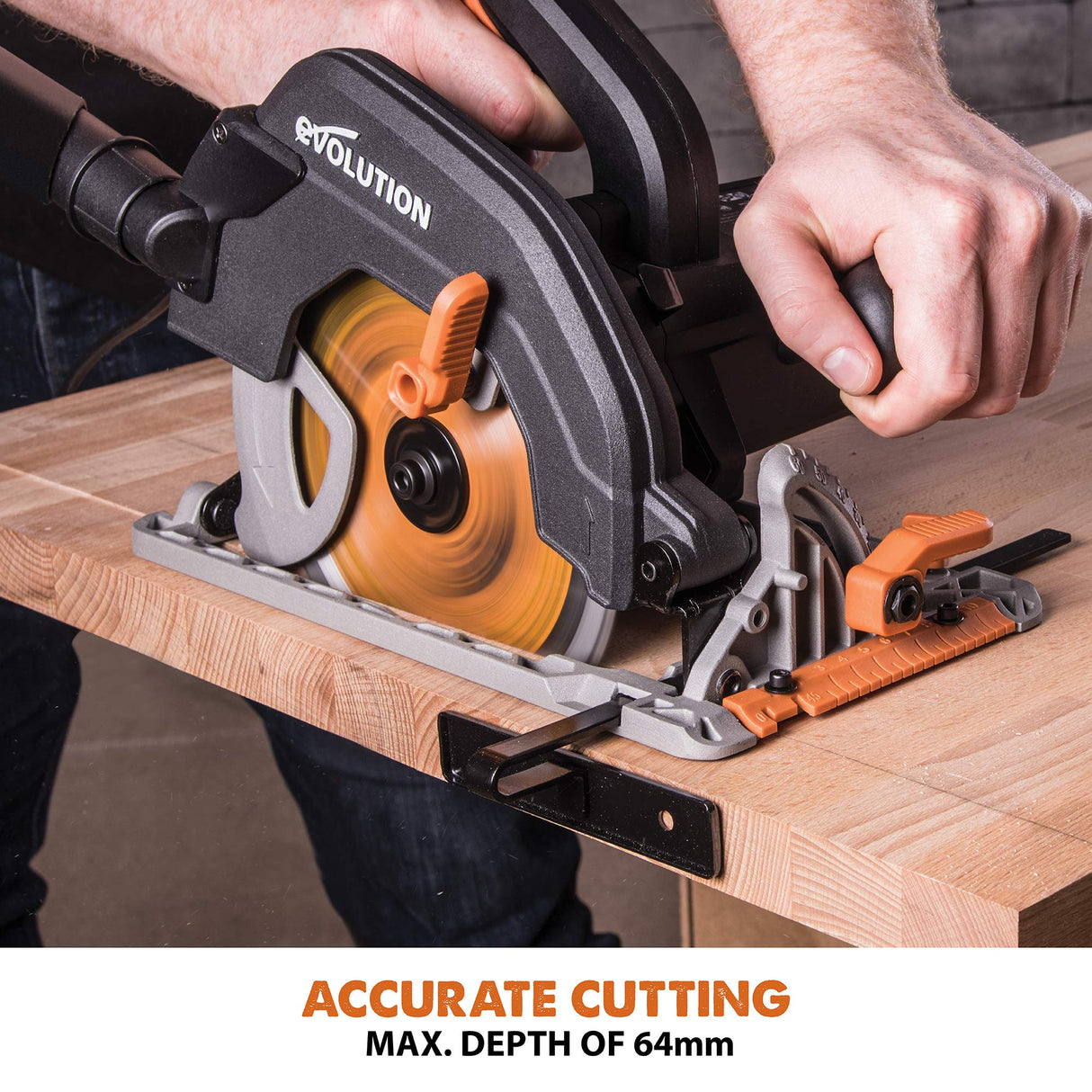 Evolution Power Tools - Sierra circular multimaterial R185CCSX+ con guía compatible (paquete plus con bolsa de transporte), 185 mm, 230 V