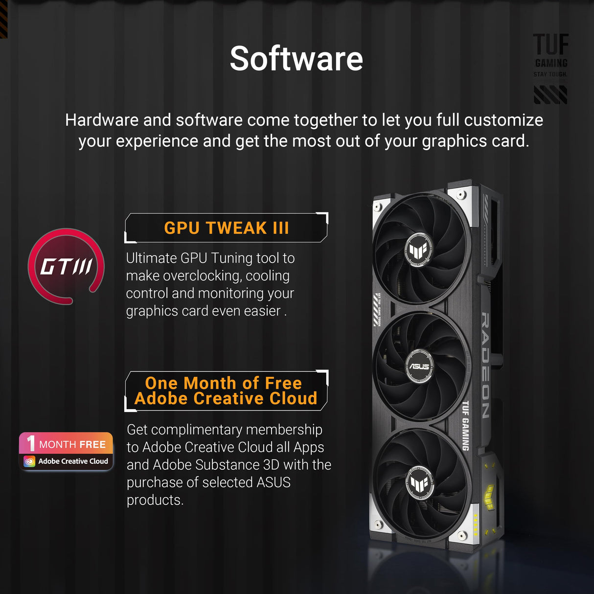 ASUS TUF Gaming Radeon RX 9060 XT 16 GB GDDR6 OC Edition, Tarjeta gráfica Gaming, PCIe 5.0, HDMI/DP 2.1, 2.5 Ranuras, Grado Militar, Revestimiento PCB, Doble BIOS, Ventiladores Axial-Tech