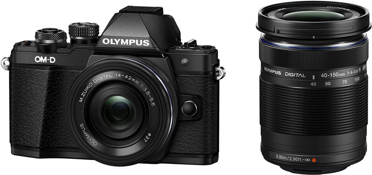 Olympus OM-D E-M10 Mark II Kit, Cámara de Sistema Micro 4/3 (16 MP, Estabilizador de Imagen de 5 Ejes, Visor Electrónico) +Oobjetivo M.Zuiko 14-42mm EZ + Teleobjetivo M.Zuiko 40-150mm, negro