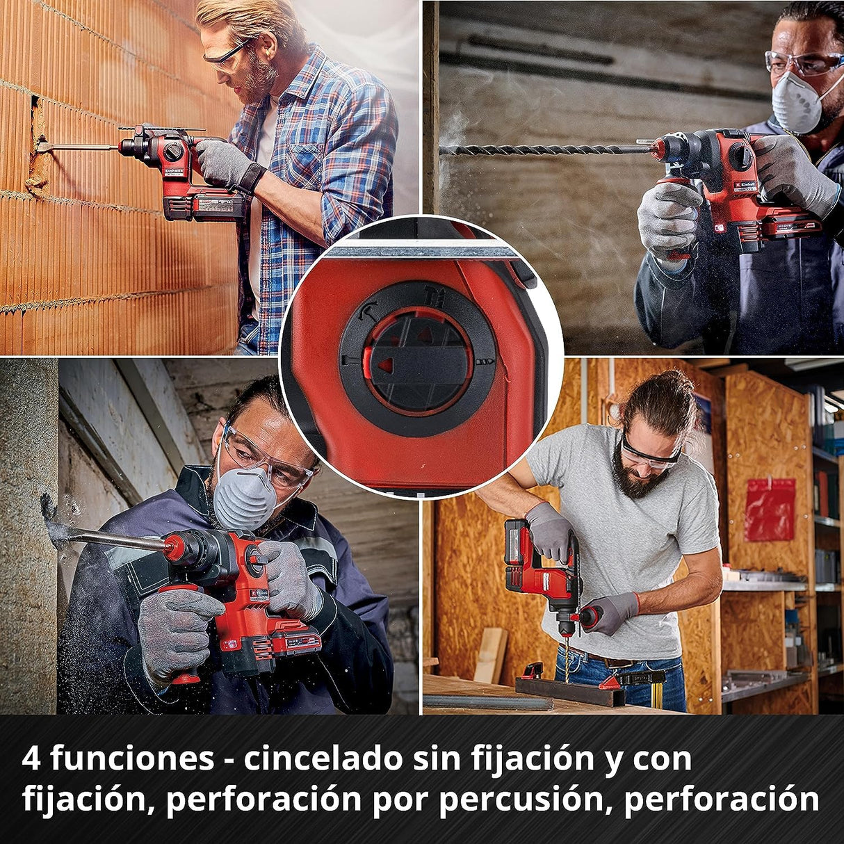 Einhell Martillo percutor a batería HEROCCO Power X-Change, Li-Ion, 18 V, 2.2 Joule, 18 Nm, motor sin escobillas, mecanismo impacto neumático, toma SDS+, incl. E-box, sin batería ni cargador