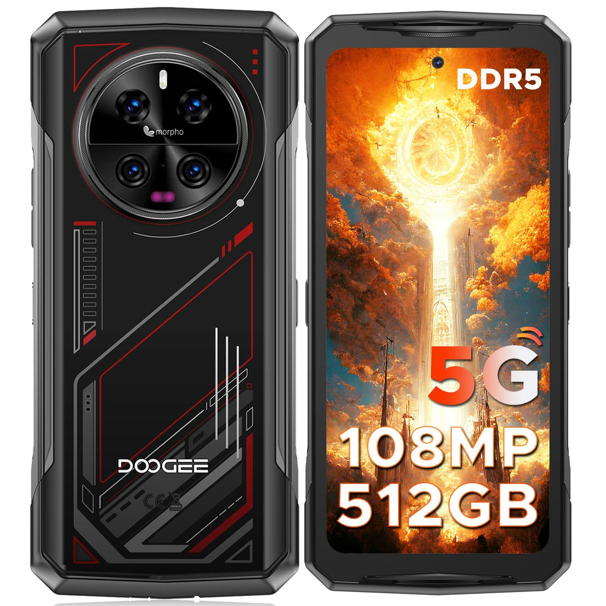 DOOGEE V40 2025 Telefono Movil Resistente 5G, 32GB+512GB, 4nm, 6.78" FHD+120Hz Android 14 Movil Irrompible con AI Cámara Triple 108MP+Visión Nocturna Dimensity 7300 8680mAh, IP6869K/NFC/WiFi6/Huella