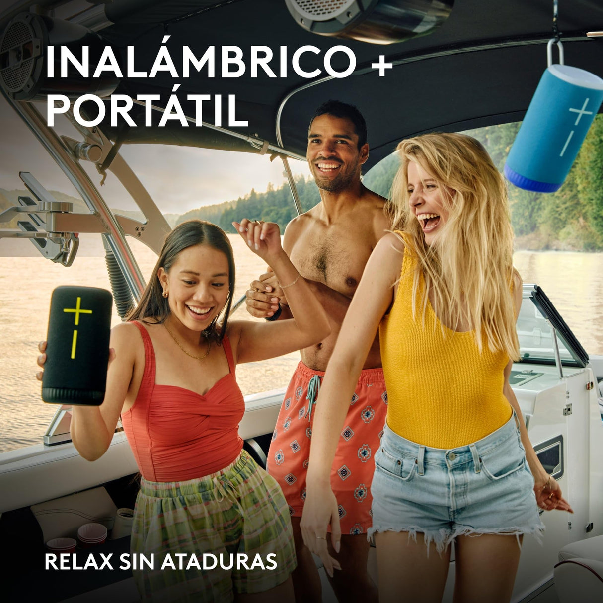 Ultimate Ears EVERBOOM, Altavoz Bluetooth portátil inalámbrico, Graves potentes, Sonido inmersivo de 360 Grados, Impermeable IP67, Flota, 20 Horas de batería, Radio de acción 55m - Azul