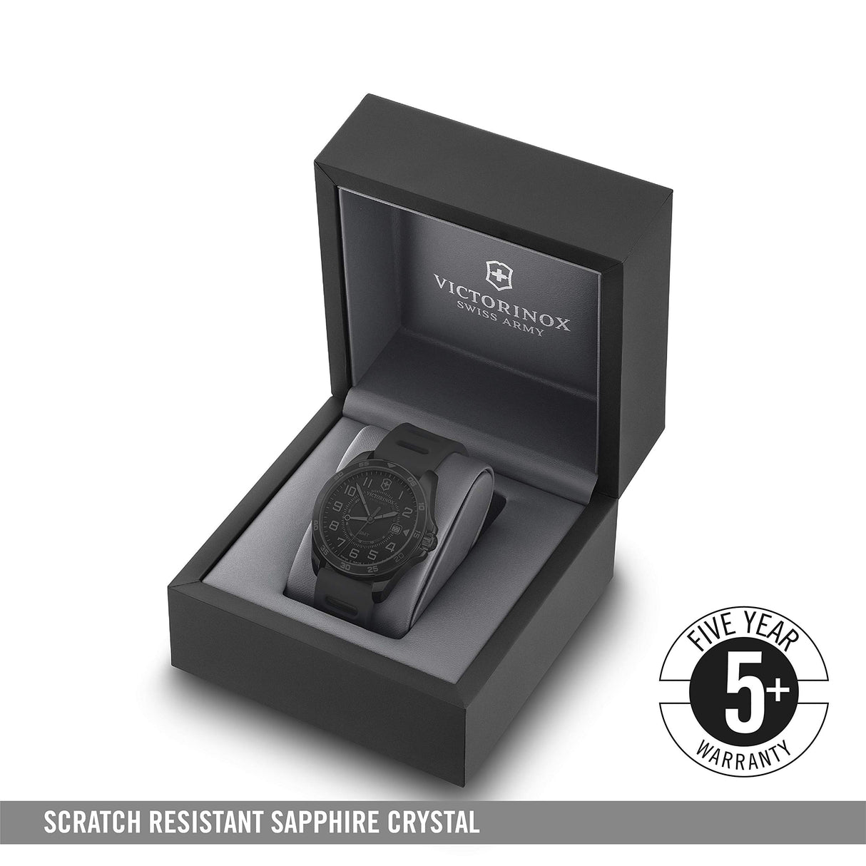 Victorinox FieldForce Sport GMT Ø 42 mm Reloj de Pulsera de Hombre, Swiss Made, Cuarzo analógico, Sumergible hasta 100 m, Pulsera de Caucho, Negro/Naranja