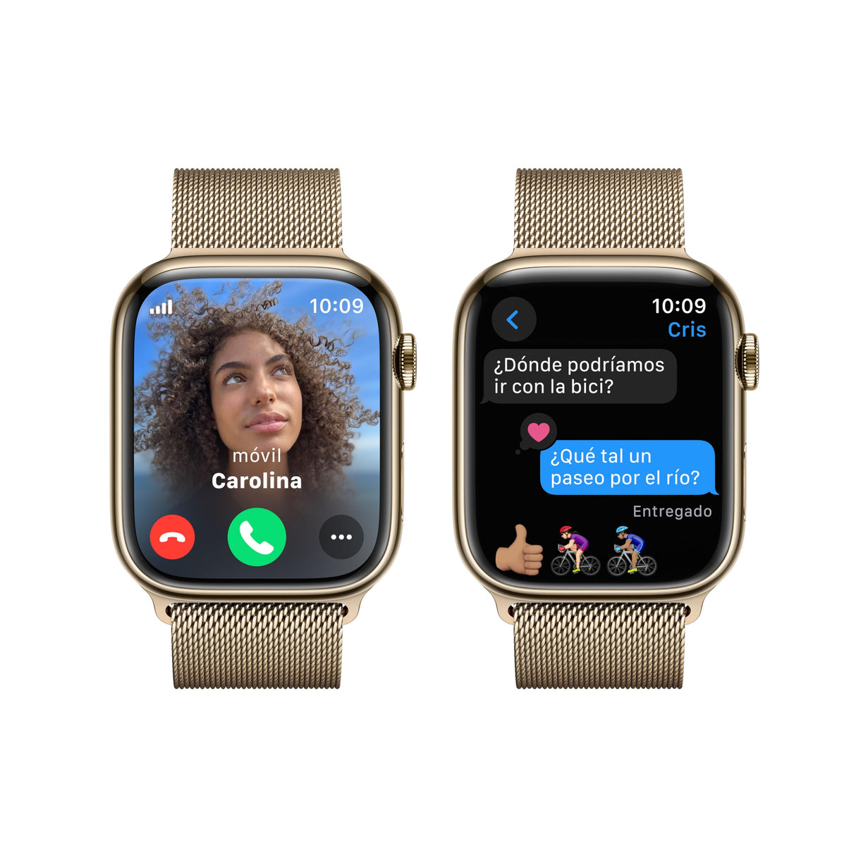 Apple Watch Series 9 (GPS + Cellular) - Caja de Acero Inoxidable en Oro de 45 mm - Pulsera Milanese Loop en Oro