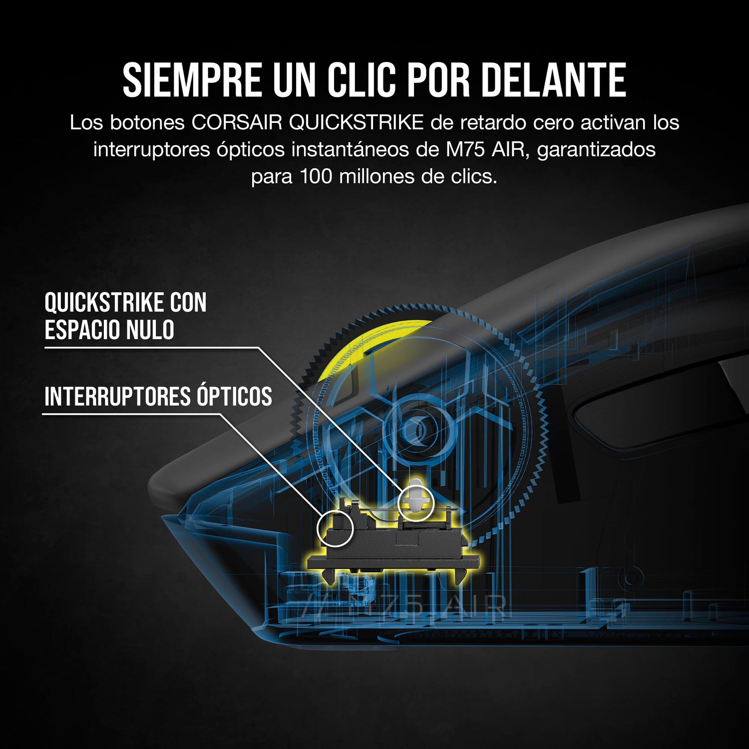 Corsair M75 Air Wireless Ratón Ultraligero para Juegos – 2.4GHz & Bluetooth – 26,000 PPP – hasta 100 Horas de Batería – Compatible con iCUE – Negro