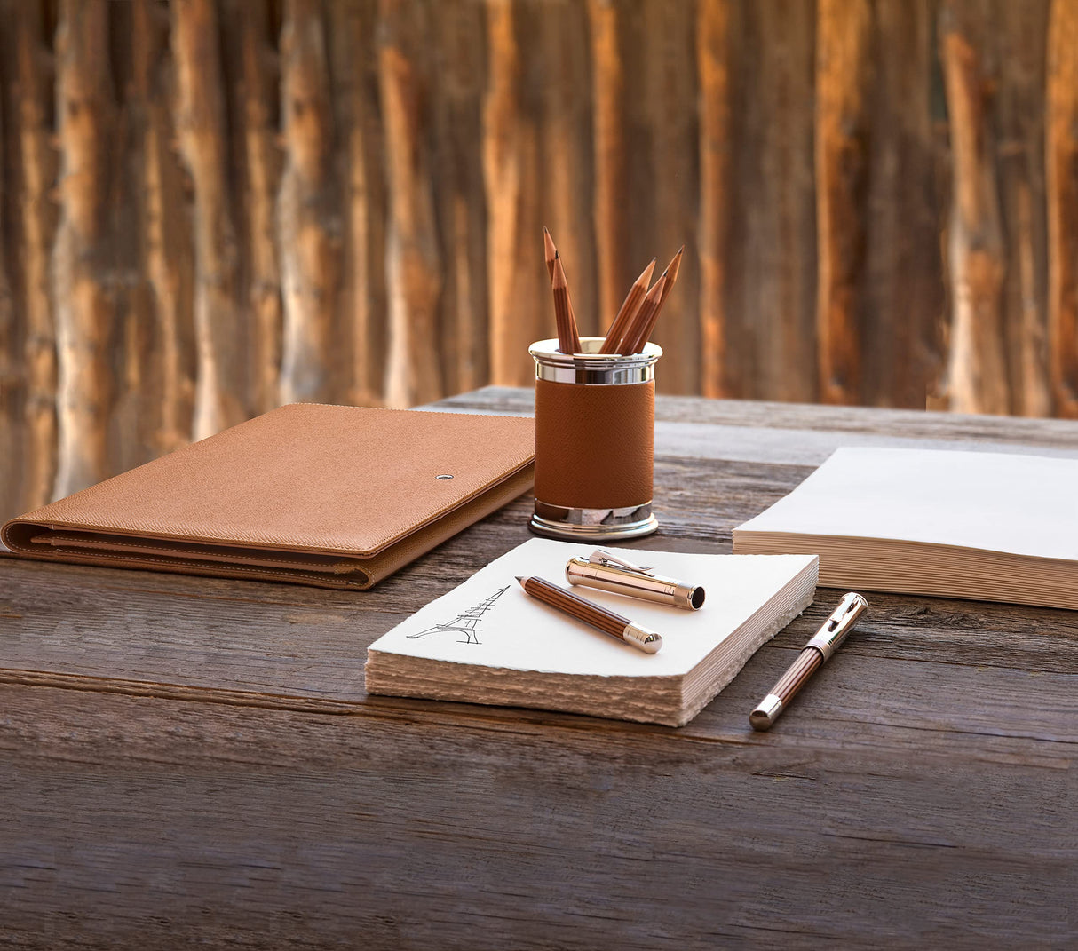 Graf von Faber-Castell 118567 Lápiz Perfecto, bañado en platino, marrón