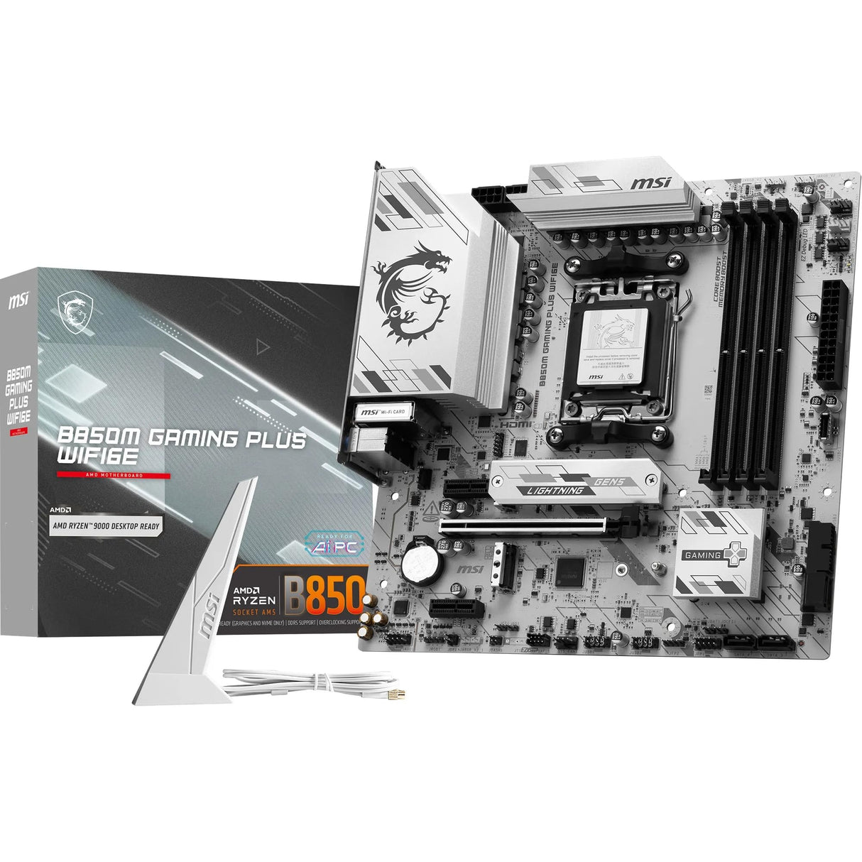 MSI Placa Base B850M Gaming Plus WIFI6E, mATX. Soporta procesadores AMD Ryzen 9000/8000/7000, AM5 - DDR5 Memory Boost 8200+ MT/s (OC), PCIe 4.0 x16, M.2 Gen5, Wi-Fi 6E, 2.5G LAN