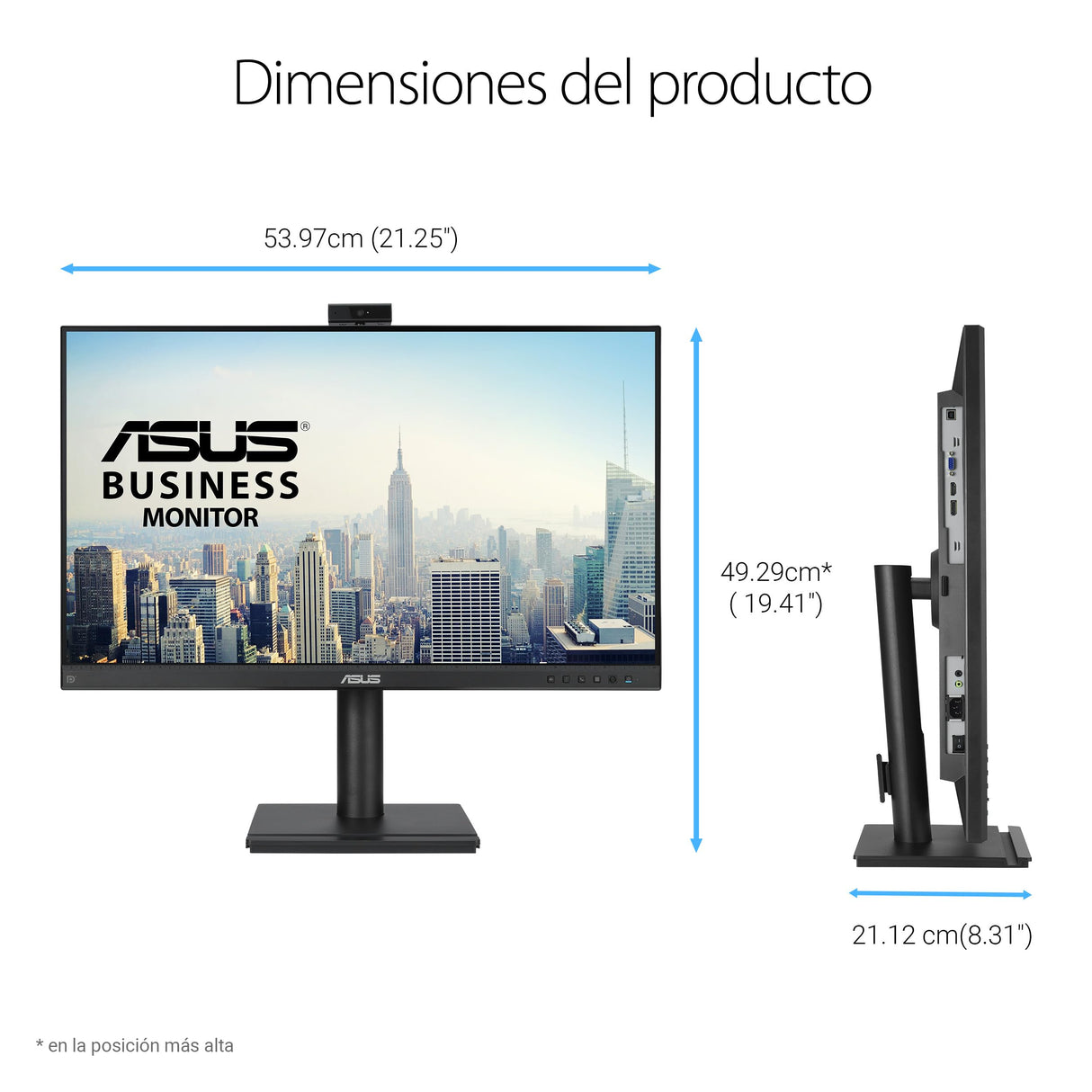 ASUS BE249QFK - Monitor para videoconferencias de 24", Full HD, IPS, 100 Hz, sin Marco, cámara Full HD, ergonómico, HDMI, Eye Care, Baja luz Azul, antiparpadeo, Montaje en Pared, sostenibilidad