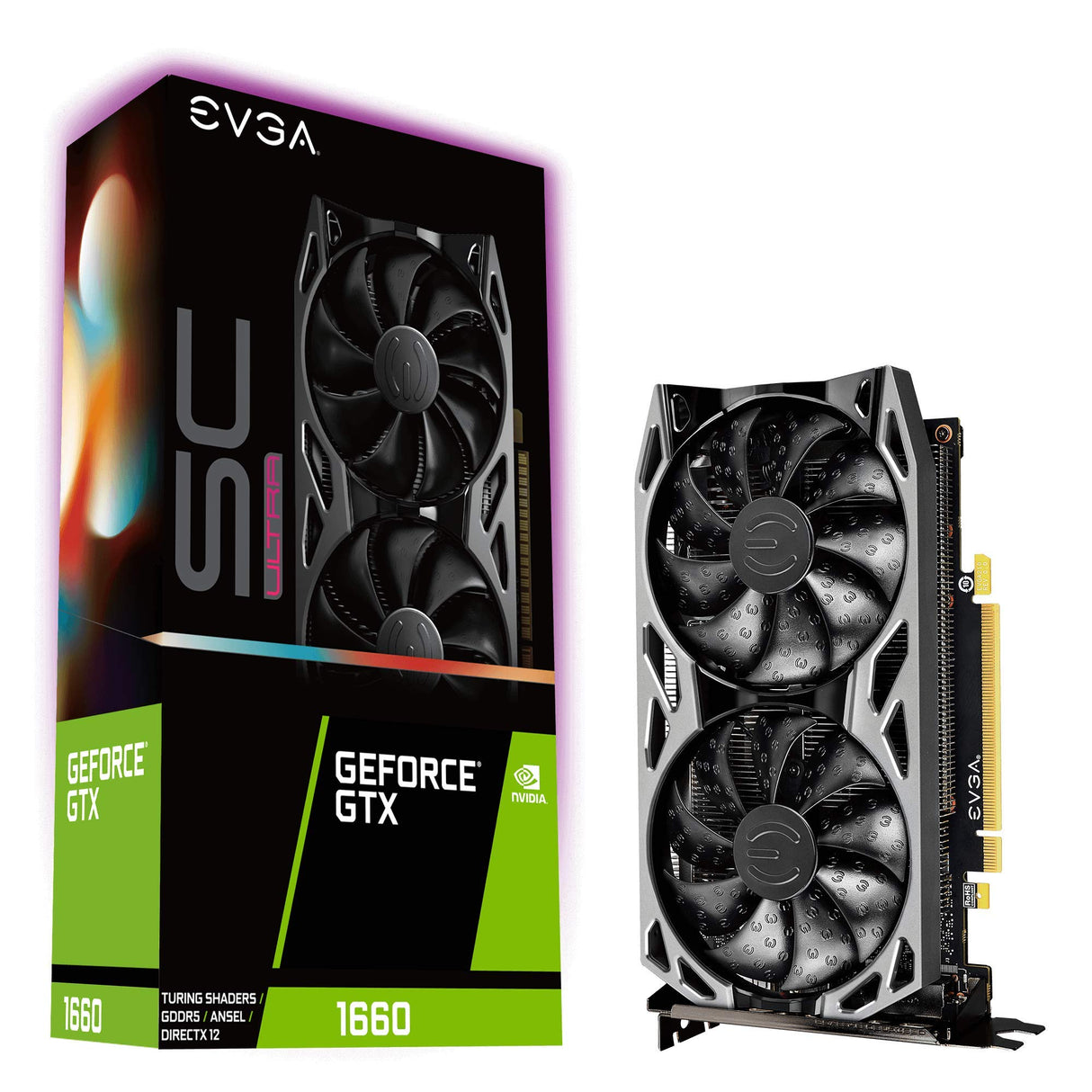 EVGA GeForce GTX 1660 SC Ultra Gaming, 06G-P4-1067-KR, 6GB GDDR5, Dual Fan 6GB Tarjeta gráfica