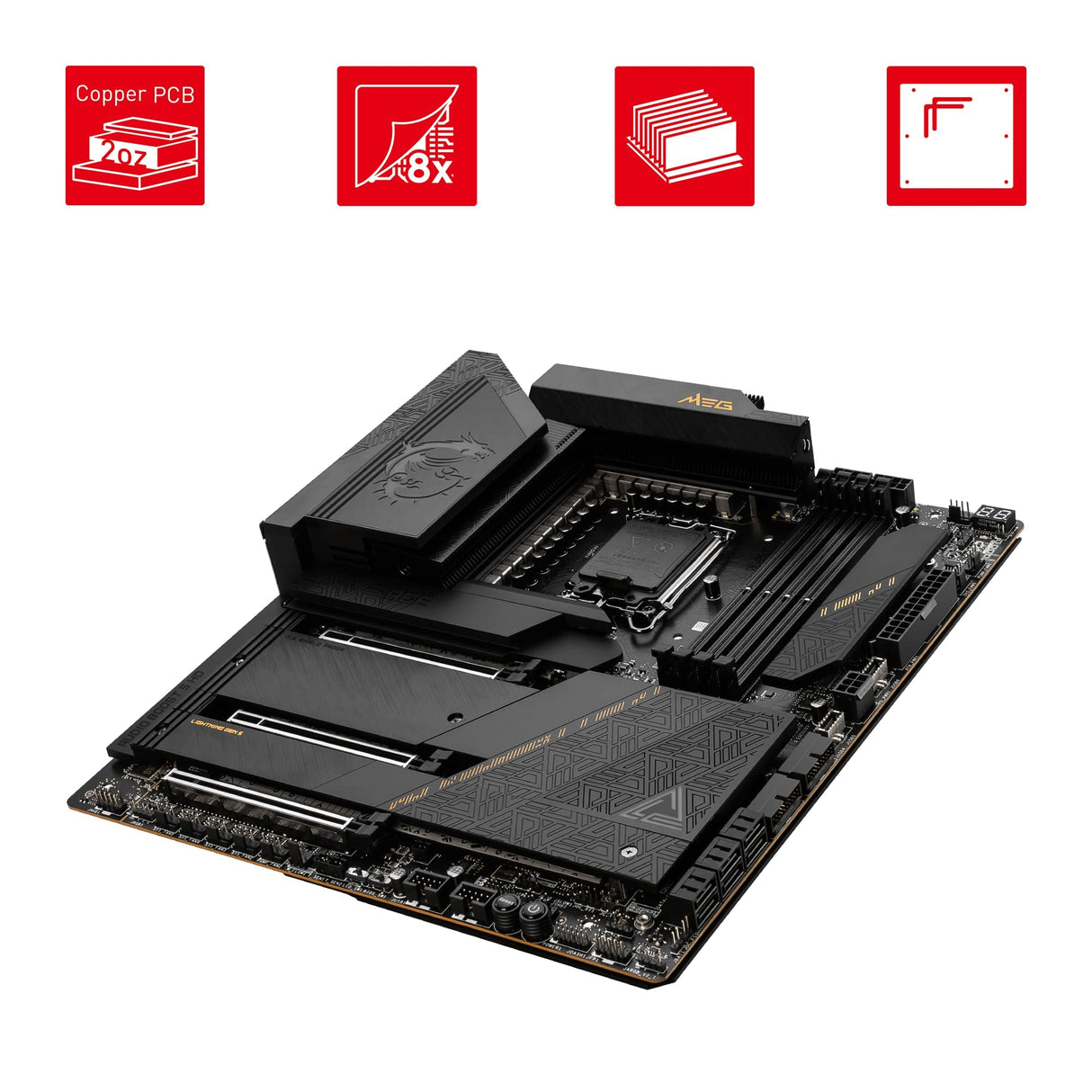 MSI MEG Z790 ACE Placa base E-ATX - Soporta procesadores Intel de 12ª y 13ª generación, LGA 1700 - 105A SPS VRM, DDR5 7800+MHz/OC, PCIe 5.0 y 4.0 x16, M.2 Gen5, LAN dual 2.5G, Wi-Fi 6E, Thunderbolt 4
