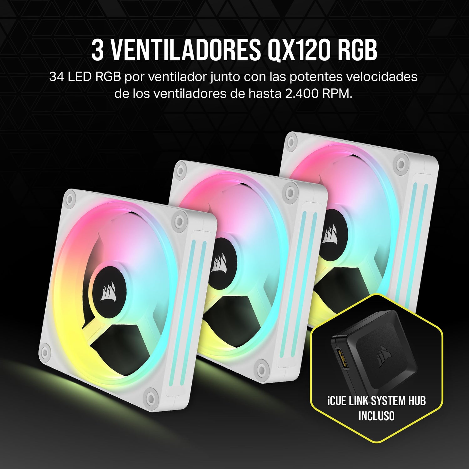 CORSAIR Hydro X Series iCUE LINK XH405i Kit de Refrigeración Personalizada - Bloque de Refrigeración Líquida para CPU XC7 ELITE - Bomba XD5 ELITE D5 Res - 3 Ventiladores QX120 RGB - Blanco