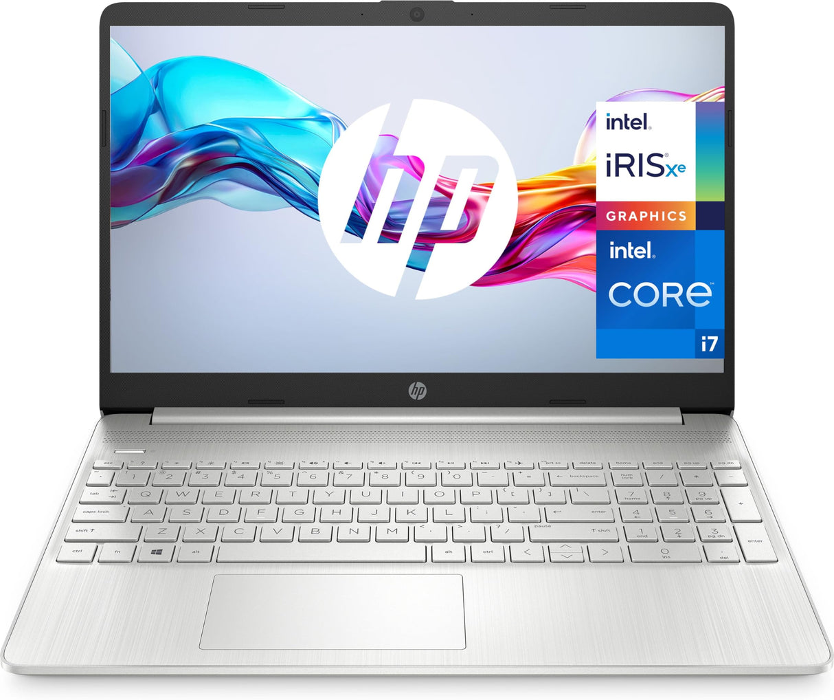HP 15s-fq5100ns - Ordenador portátil de 15.6" Full HD (Intel Core i7-1255U, 16GB RAM, 512GB SSD, Intel Iris Xe Graphics, Sin Sistema Operativo) Plata - Teclado QWERTY Español