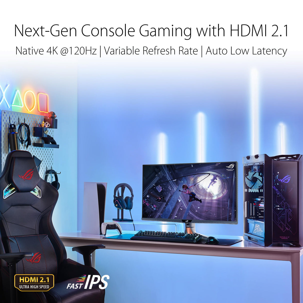 ASUS Monitor ROG Swift PG32UQXR 4K 32" (160Hz, tecnología Fast IPS, DisplayHDR 1000, 96% cobertura de color DCI-P3, mini LED, tecnología Quantum Dot, FreeSync Premium Pro, HDMI 2.1, DP 2.1)