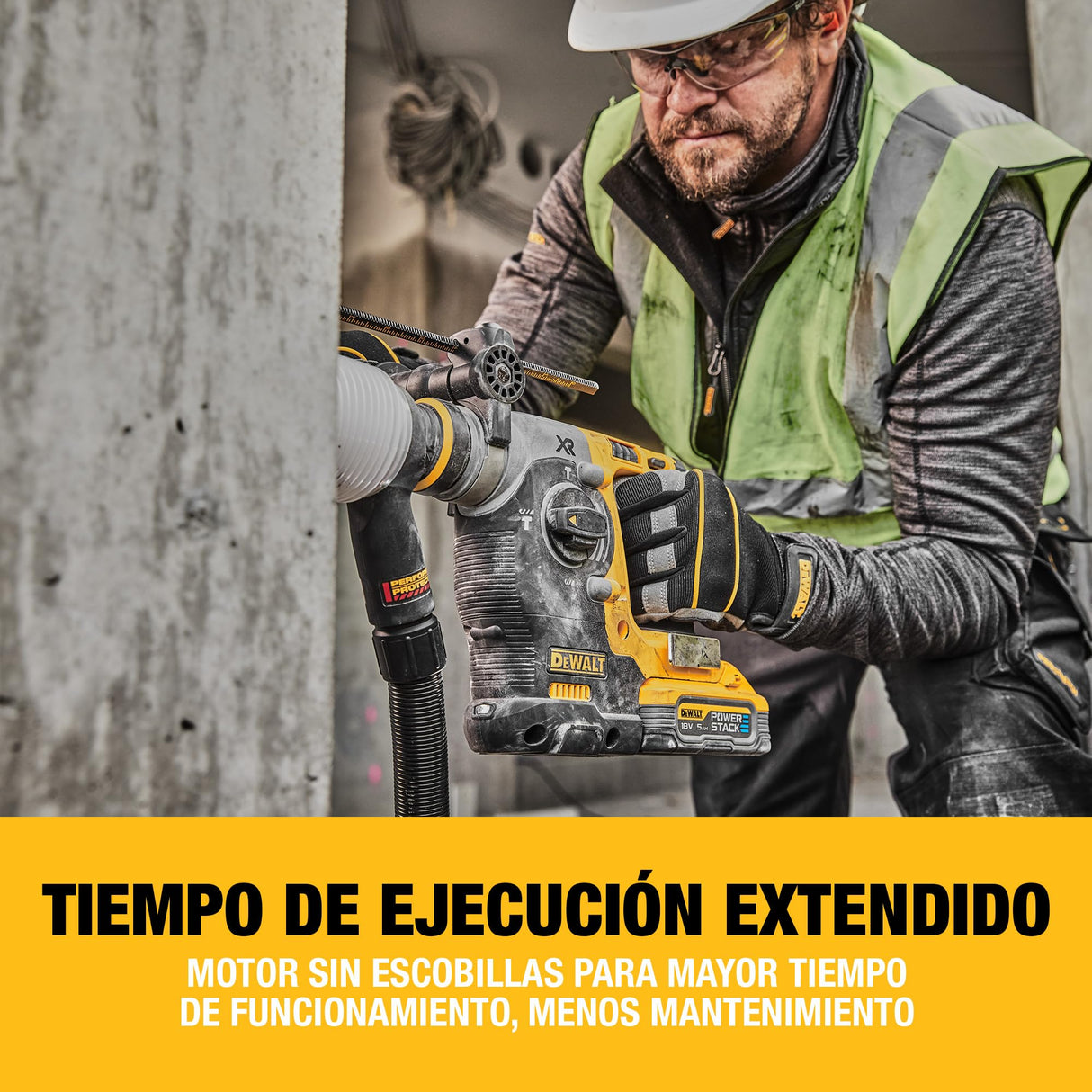 DEWALT Martillo Electroneumático Brushless 24mm SDS-Plus 18V XR , Unidad Sin Batería ni Cargador, DCH273NT-XJ