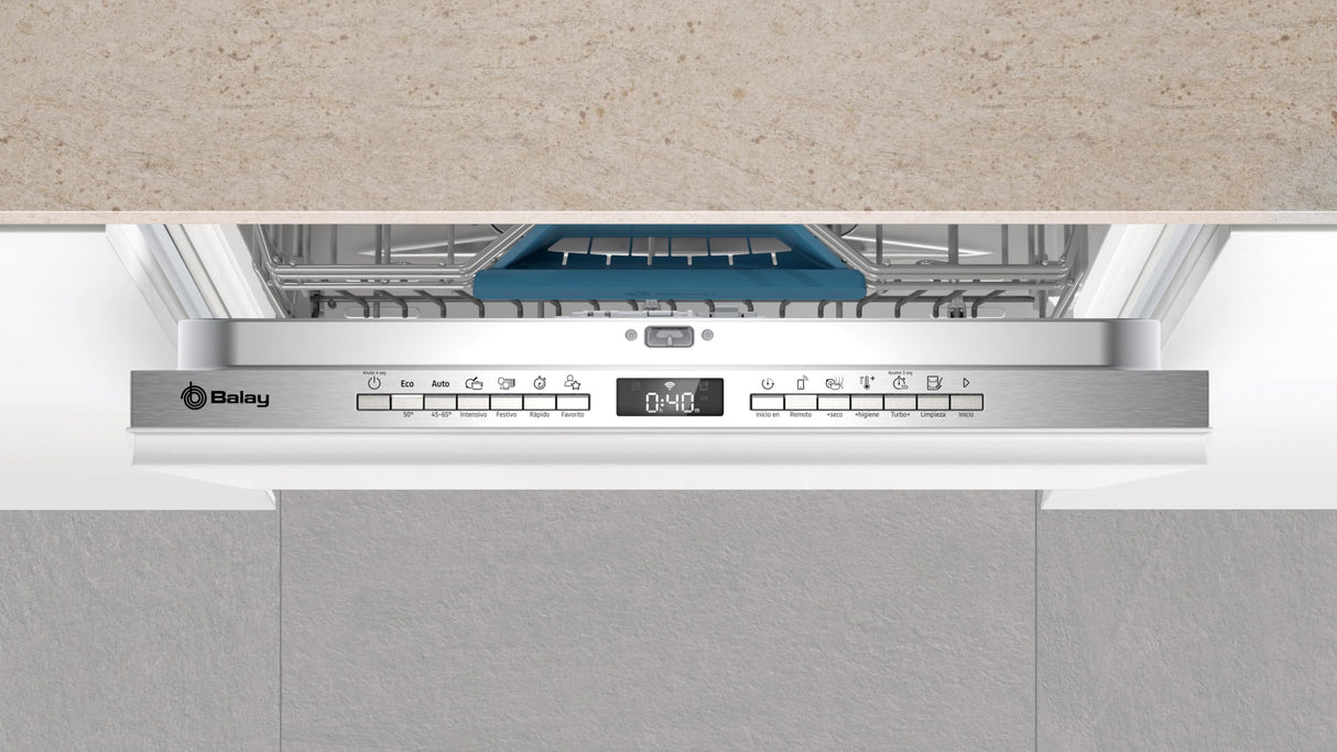Balay - Lavavajillas integrable, 14 servicios,6 programas, Motor ExtraSilencio, Home Connect, Panel Acero antihuellas, 3VF6360SA