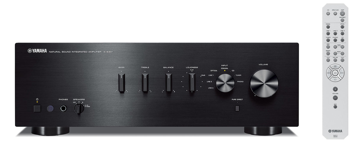 Yamaha AS-301 - Amplificador integrado estéreo de 95 W por canal, negro