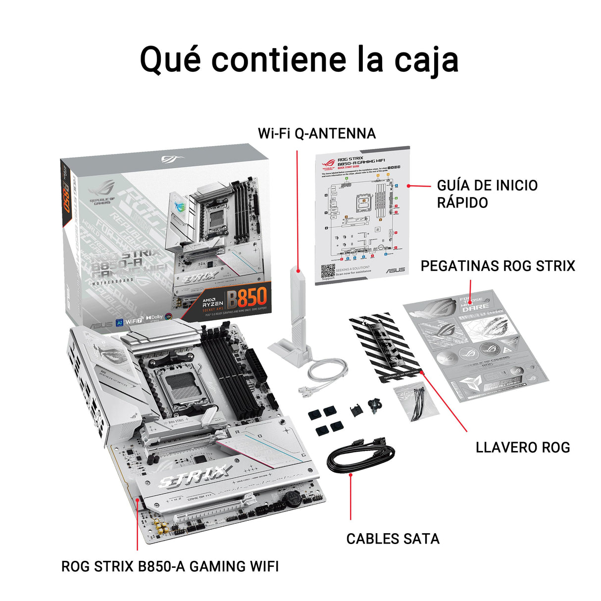 ASUS ROG Strix B850-A Gaming WiFi - Placa Base AMD ATX, 14+2+2 etapas de Potencia, DDR5, Cuatro Ranuras M.2, PCIe 5.0, WiFi 7, USB Tipo-C 20 Gbps y Aura Sync RGB