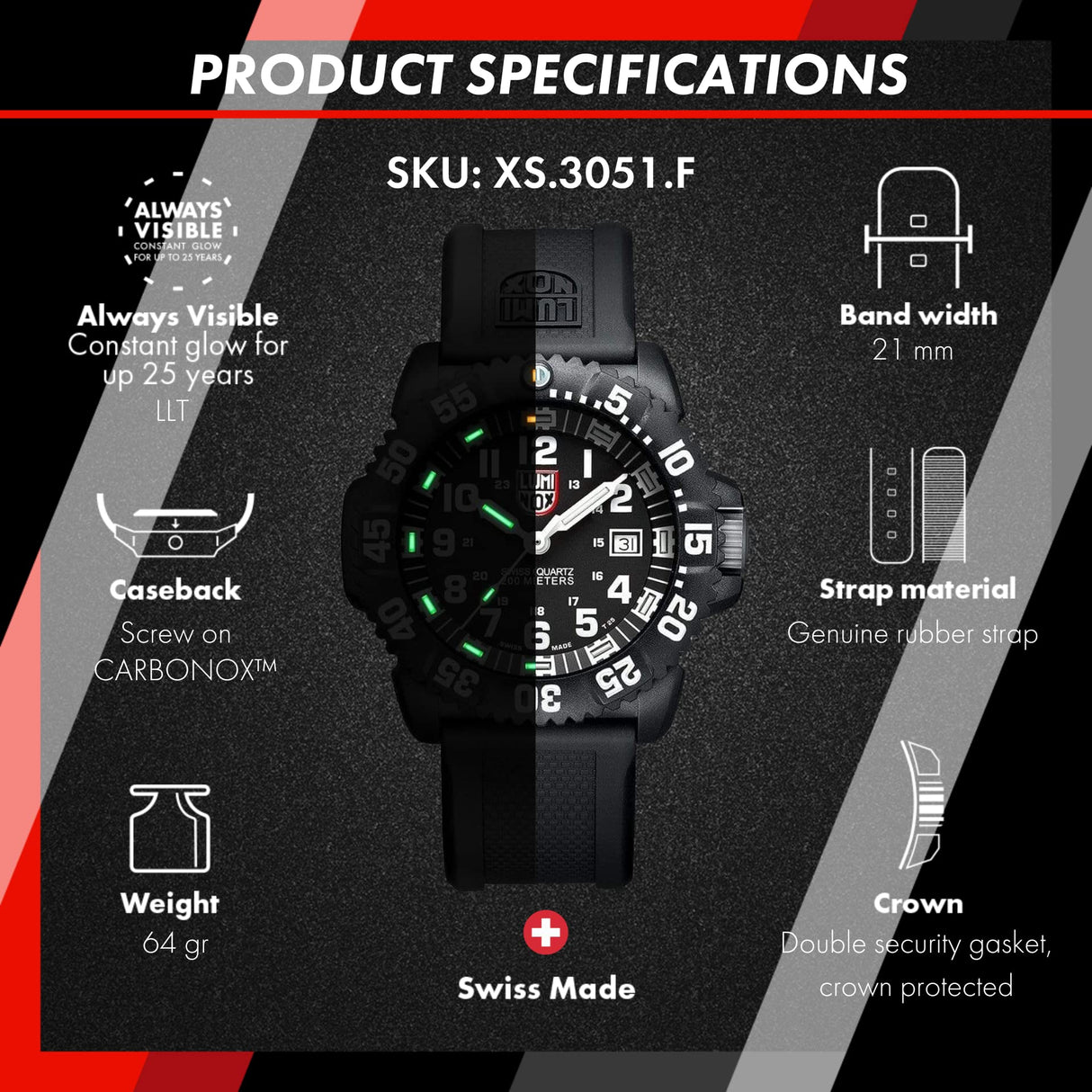 Luminox Reloj Analógico para Unisex Adulto de Automático con Correa en Plástico XS.3051.F