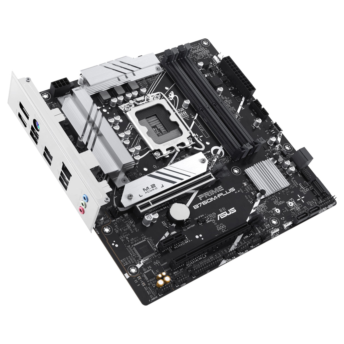 ASUS Prime B760M-PLUS - Placa Base Intel B760 LGA 1700 mATX (PCIe 4.0, M.2, Realtek 2.5Gb Ethernet, DP, HDMI, SATA 6 Gbps, USB Tipo-C, Protector de E/S premontado, Aura Sync)