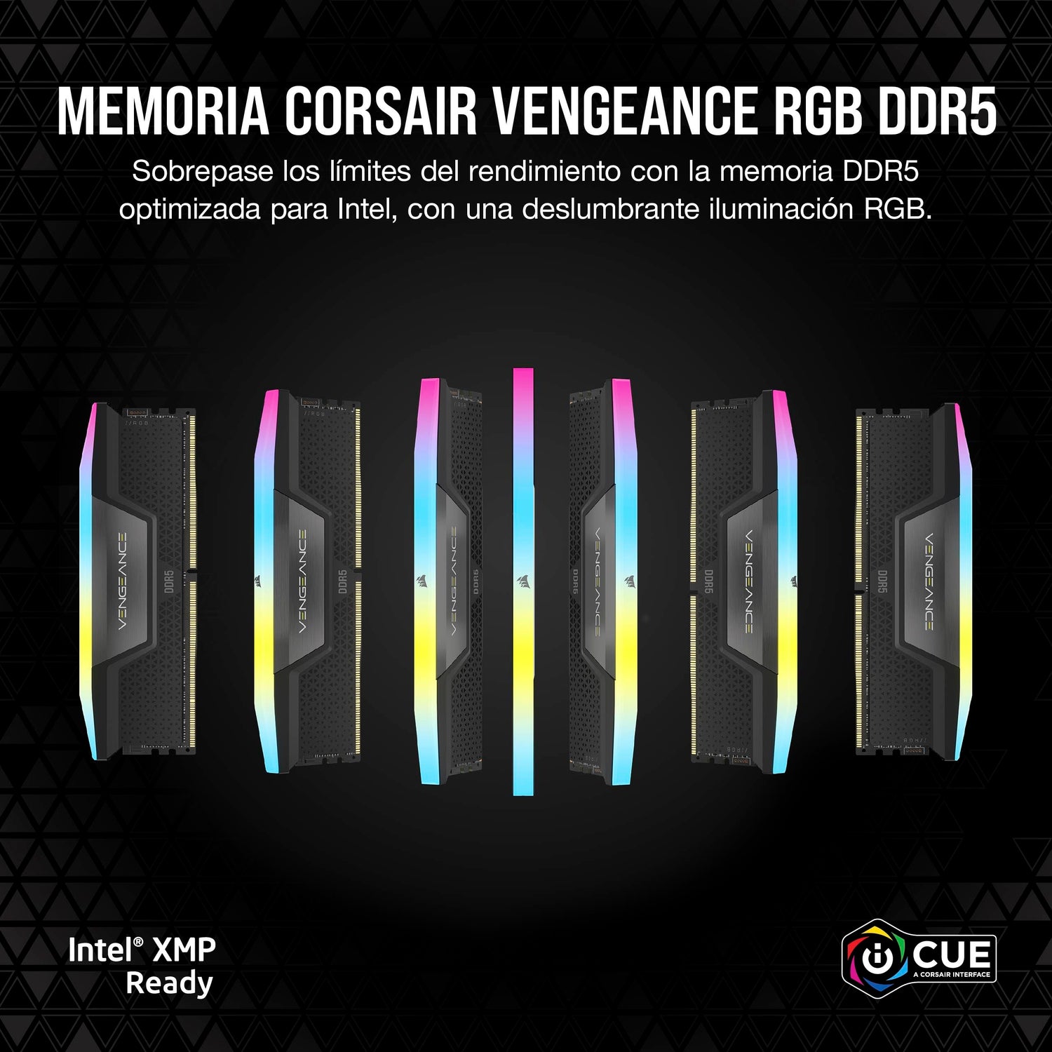 Memoria RAM CORSAIR Vengeance RGB DDR5 de 96 GB (4x24 GB) a 6400 MHz CL32 Compatible con Intel XMP iCUE - Negro (CMH96GX5M4B6400C32)