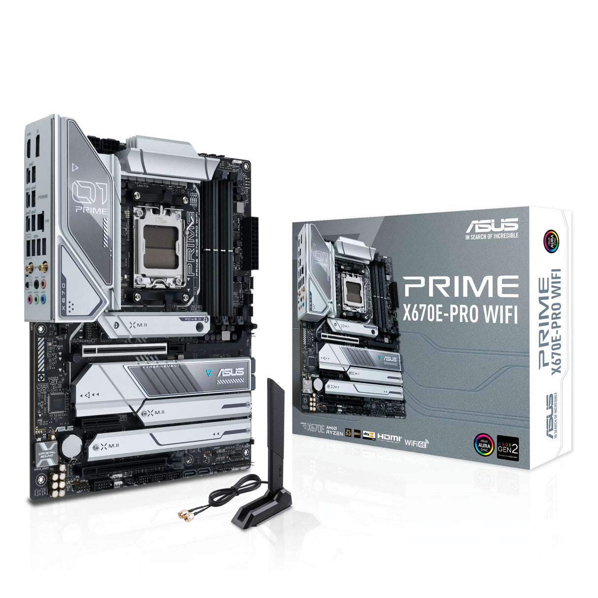ASUS Prime X670E-PRO WiFi - Placa Base ATX (AMD Ryzen AM5, PCIe 5.0, 4 Ranuras M.2, DDR5, USB 3.2 Gen 2 x 2 de Tipo C, Compatible con USB4, WiFi 6E y Ethernet de 2,5 GB)