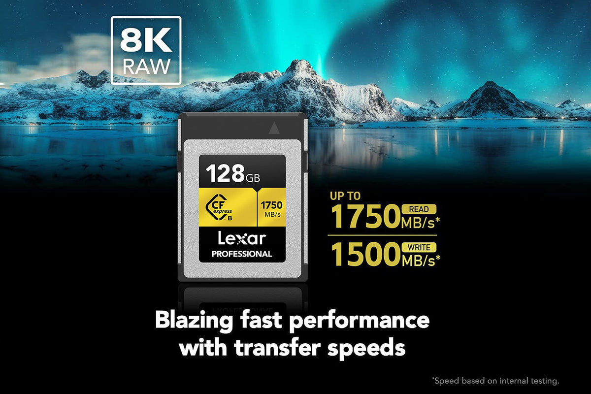 Lexar Tarjeta CFexpress 128 GB Profesional Serie Gold, Tarjeta CF Tipo B, hasta 1750 MB/s de Lectura, adopta PCIe 3.0 NVMe, Tarjeta de Memoria para fotógrafo Profesional, videógrafo(LCXEXPR128G-RNENG)