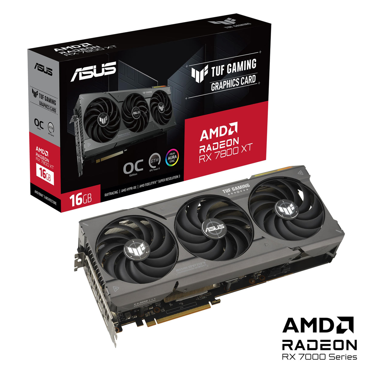 ASUS TUF Gaming Radeon RX 7800 XT OC Edition 16GB GDDR6 Tarjeta gráfica (PCIe 4.0, 16GB GDDR6, HDMI 2.1, DisplayPort 2.1)