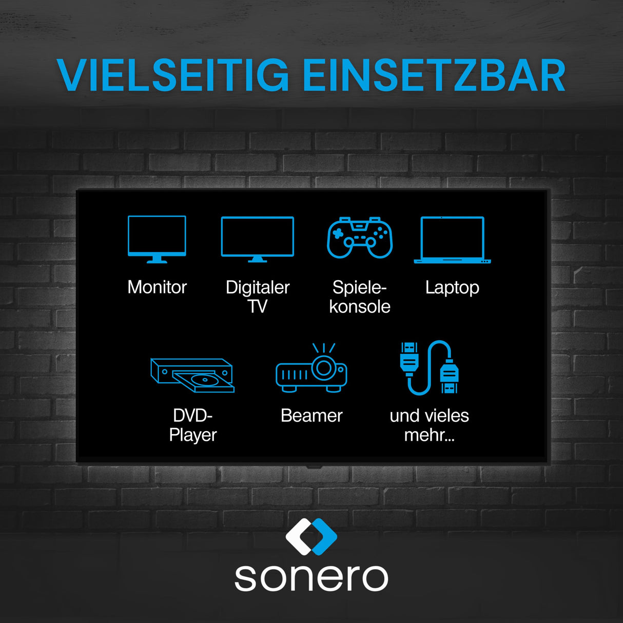 Sonero 50 m de Cable HDMI 2.0b, híbrido de Fibra óptica, UHD 2160P, 4K60Hz, 4:4:4, HDR, 18Gbps
